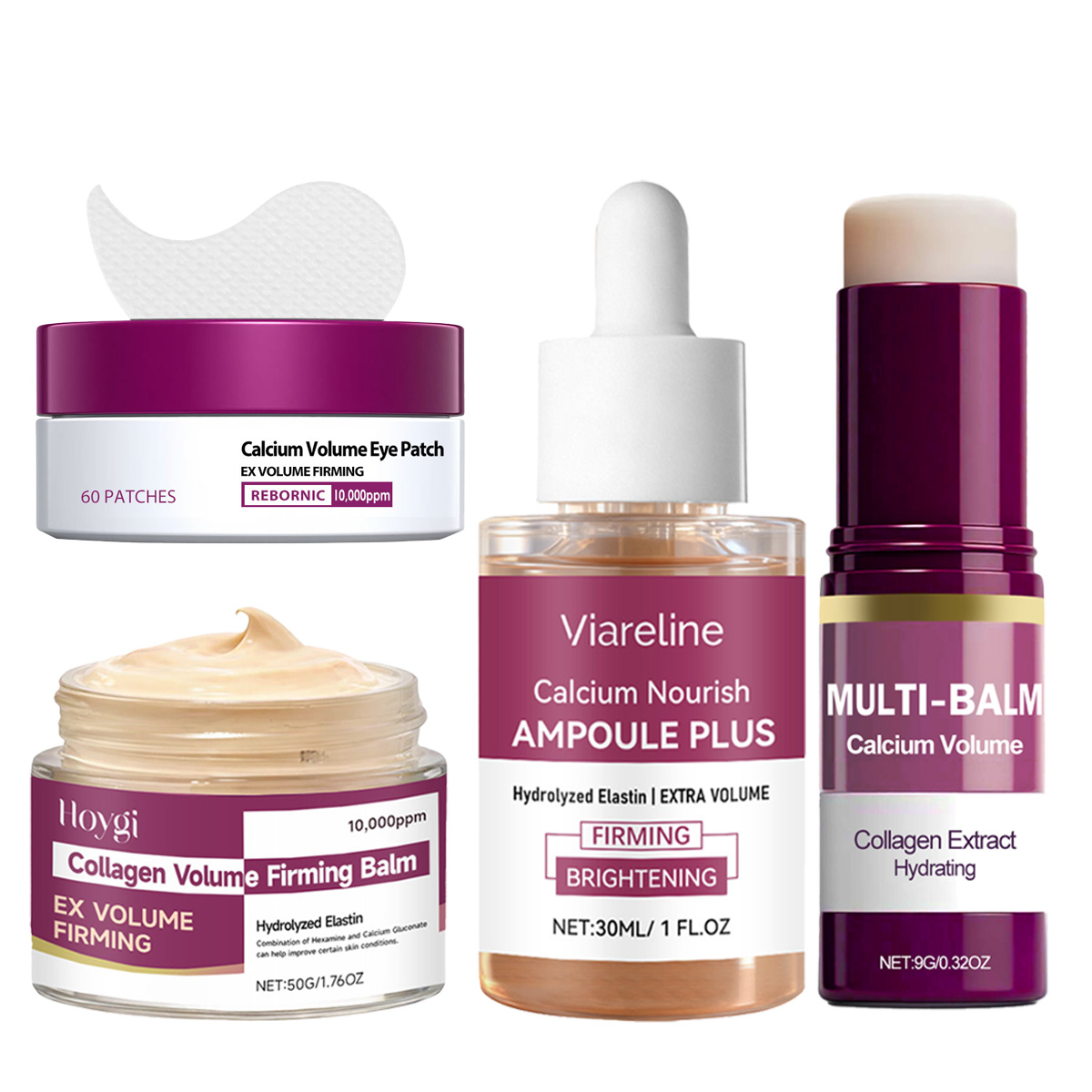 Collagen Sheet Mask - Calcium Skincare Set-Antioxidant Firming Serum Cream