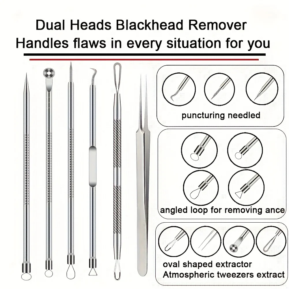 6-Pack Stainless Steel Acne Ne - Skincare Scora 评论和价格